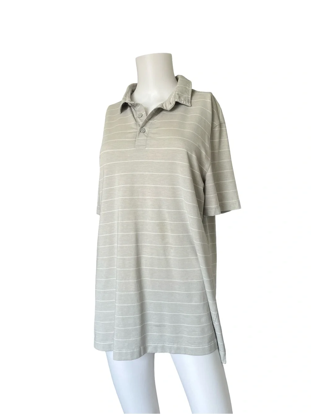 Lululemon Gray Striped Polo Neutral Golf Athletic Athleisure Short Sleeve Mens